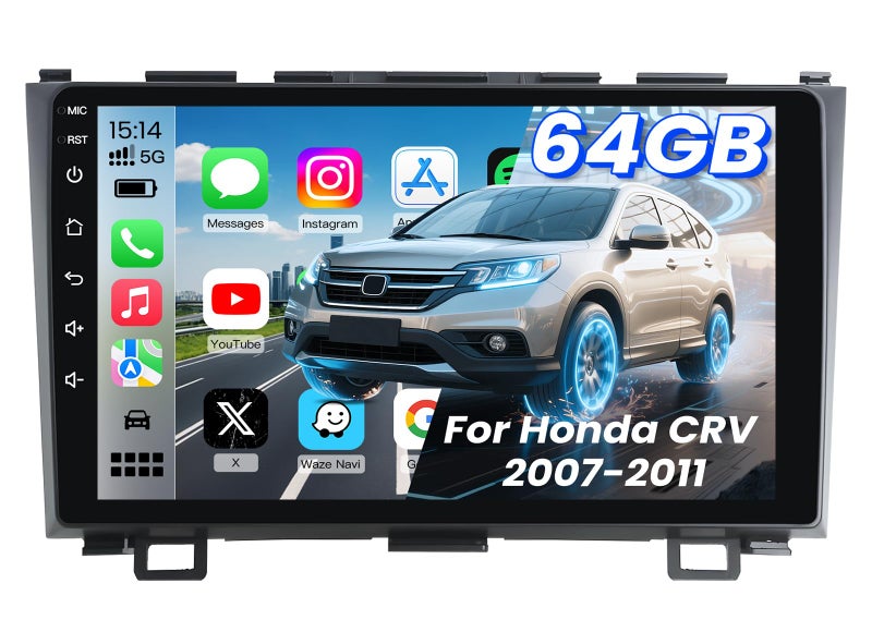 Jufodrca Car Radio Stereo for Honda CRV 2007-2011: 4 Core + 64G HD Touch Screen Head Unit - Wireless CarPlay Andriod Auto GPS Bluetooth RDS FM Mirror Link Backup Camera SWC - Image 1