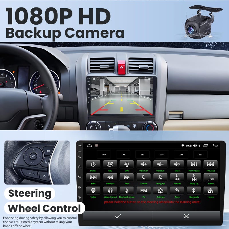 Jufodrca Car Radio Stereo for Honda CRV 2007-2011: 4 Core + 64G HD Touch Screen Head Unit - Wireless CarPlay Andriod Auto GPS Bluetooth RDS FM Mirror Link Backup Camera SWC - Image 4