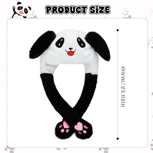 Flavizo Animal Hat with Ears Moving | Pressing Jumping Hat for Cosplay Party & Dress Up | Cute Panda Plush Headwear | Unique Panda Gifts for Women, Girls, Kids - Image 2