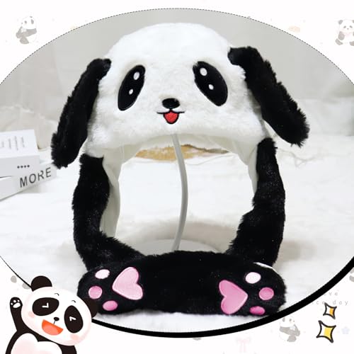 Flavizo Animal Hat with Ears Moving | Pressing Jumping Hat for Cosplay Party & Dress Up | Cute Panda Plush Headwear | Unique Panda Gifts for Women, Girls, Kids - Image 5