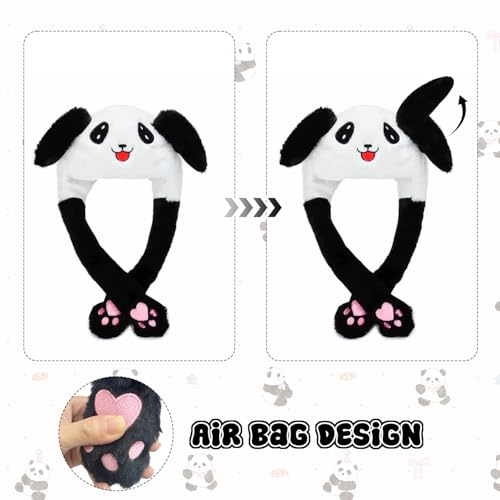 Flavizo Animal Hat with Ears Moving | Pressing Jumping Hat for Cosplay Party & Dress Up | Cute Panda Plush Headwear | Unique Panda Gifts for Women, Girls, Kids - Image 4