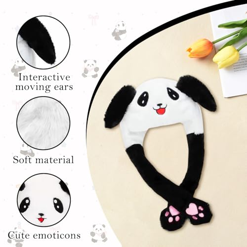 Flavizo Animal Hat with Ears Moving | Pressing Jumping Hat for Cosplay Party & Dress Up | Cute Panda Plush Headwear | Unique Panda Gifts for Women, Girls, Kids - Image 3