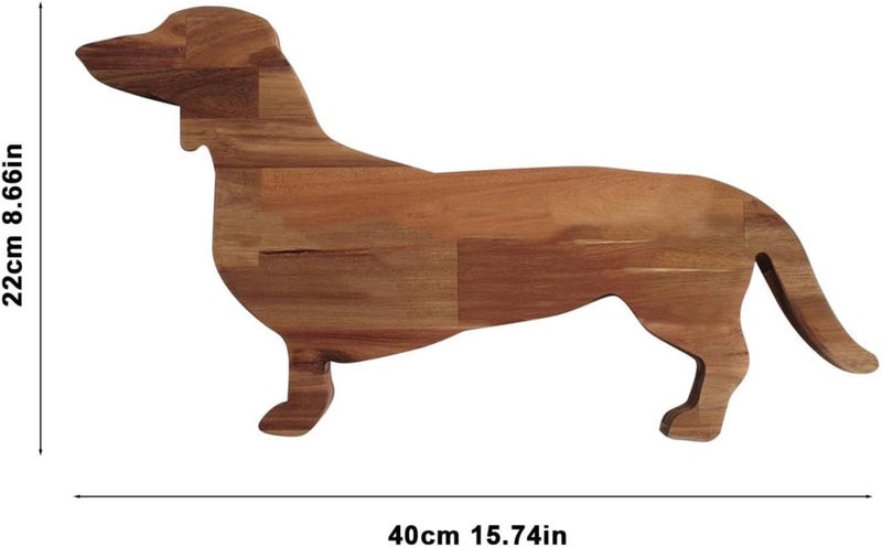 Heiboa Small Wood Charcuterie Cheese Board Set of 2 Dachshund Dog Shaped Solid Acacia Wood Serving Board Serving Platter Wooden Tray Dinner Plates Novelty Kitchen Gifts - Image 3