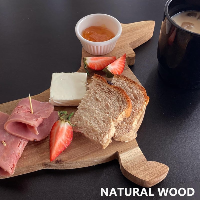 Heiboa Small Wood Charcuterie Cheese Board Set of 2 Dachshund Dog Shaped Solid Acacia Wood Serving Board Serving Platter Wooden Tray Dinner Plates Novelty Kitchen Gifts - Image 4