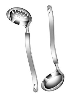 Oasisgalore Stainless Steel Soup Ladle with Strainer - Long Handle Gravy Separator Spoon for Cooking and Serving  - Image 1