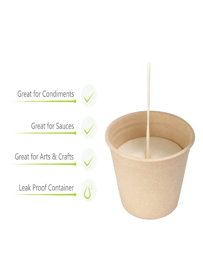 SNH Packing Bagasse Sauce Cup 4 Ounce Compostable Condiment Bagasse Cups With Lids 50 Pieces - Image 4