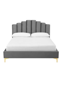 Wooden Twist Wooden Twist Olivia Velvet Upholstery Rectangular Bed Modern Luxury Bed Frame with Stylish Design (Queen Size)  - Image 3