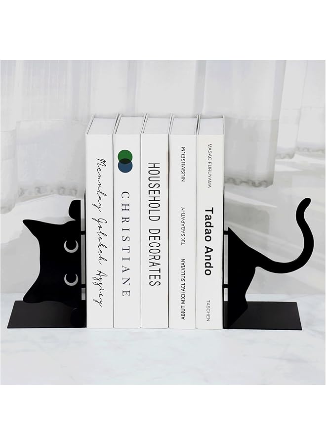 erorex Book Ends Cute Cat Bookend Decorative For Bedroom Library Office School Book Desktop Organizer - Image 1