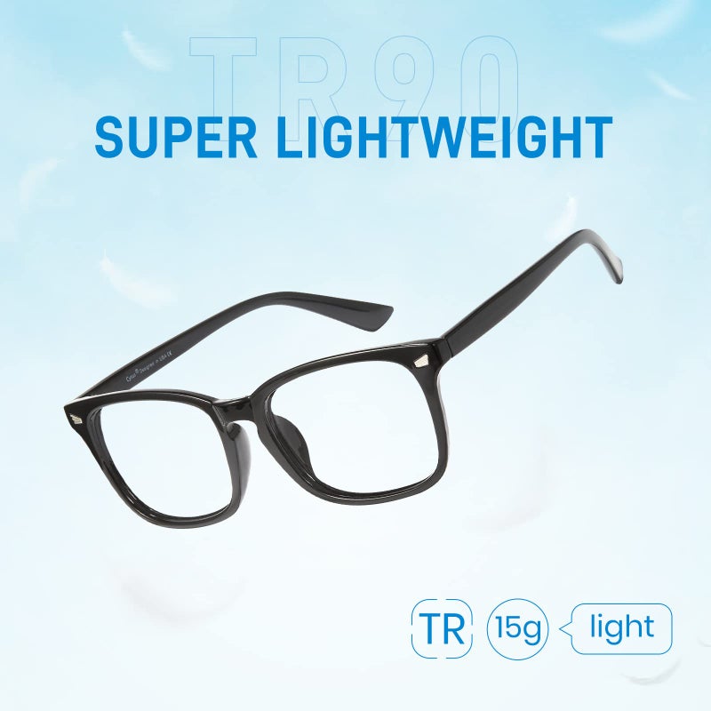 Cyxus Large Blue Light Glasses Black Computer Glasses for Men UV Blocking Filter Eyeglasses for Digital Screens, Clear Lens Square Classic Retro Women Eyewear Frame, Anti Eye Strain, Relieve Headaches - Image 5
