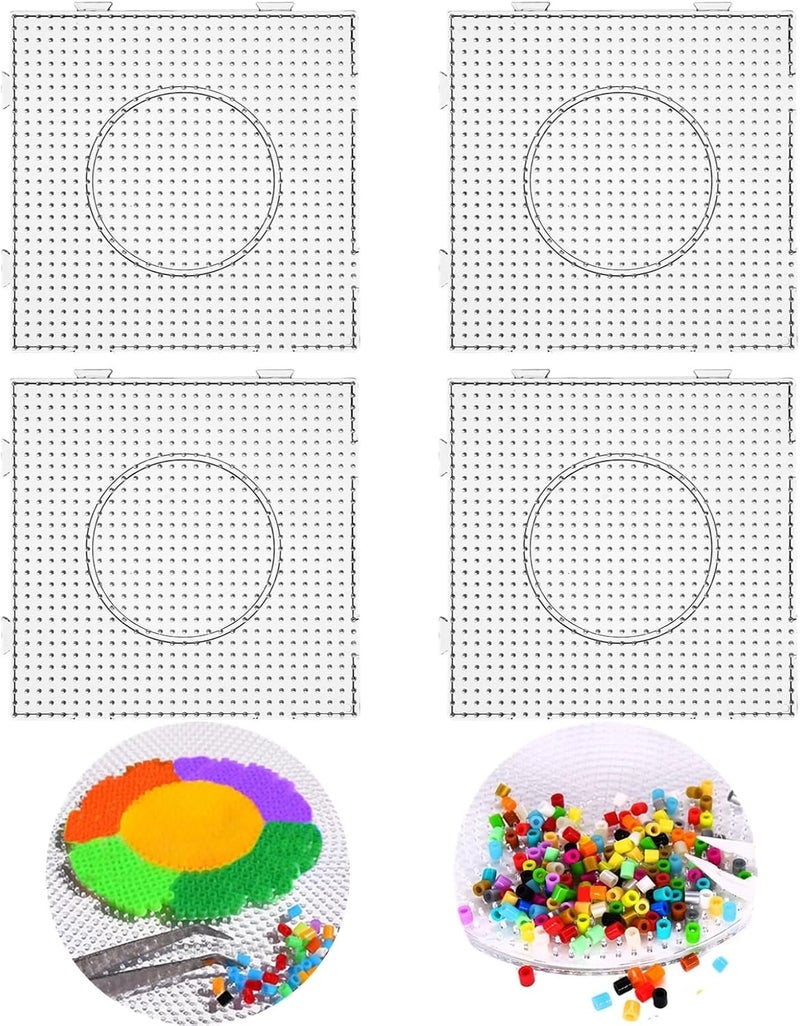 Square Fuse Bead Pegboard Set of 4 – Clear DIY Craft Boards for Kids, 5.7X5.7 Each - Image 1