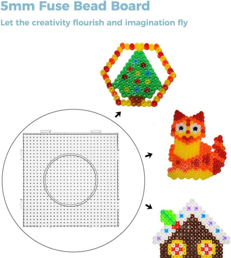 Square Fuse Bead Pegboard Set of 4 – Clear DIY Craft Boards for Kids, 5.7X5.7 Each - Image 5