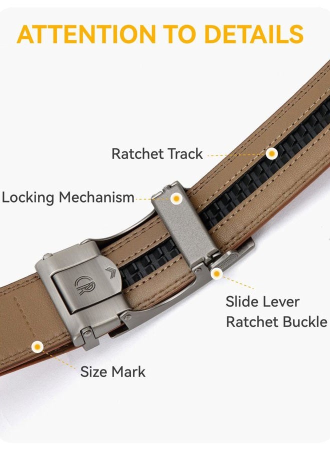 CHAOREN Mens Reversible Leather Belt 1 3/8", Jeans Belt Black & Brown with Not-Pull-Rotated Buckle, Adjustable Trim to Fit, Dark Brown & Black W Gun Buckle, 32" to 34" Waist Adjustable - Image 3
