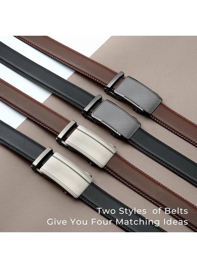 CHAOREN Mens Reversible Leather Belt 1 3/8", Jeans Belt Black & Brown with Not-Pull-Rotated Buckle, Adjustable Trim to Fit, Dark Brown & Black W Gun Buckle, 32" to 34" Waist Adjustable - Image 4