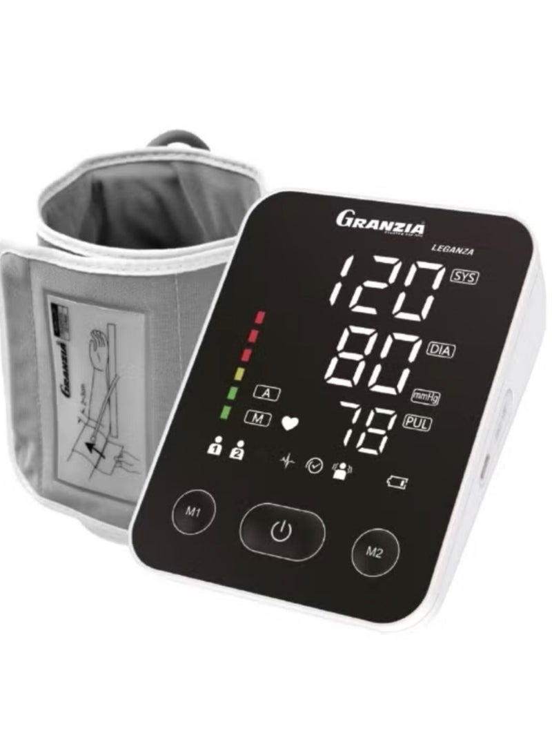 Granzia Leganza Blood Pressure Monitor – Upper Arm Cuff 22–42cm, Dual-User Memory (200 Readings), WHO Color Indicator, USB-C Rechargeable, BIHS Certified with 3-Year Warranty - Image 1
