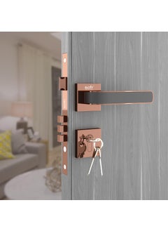 GLOXY GLOXY Heavy Duty Door Locks for Main Door Main Door Lock Door Lock with Handle Door Locks for Bedroom Mortise Lock for All Door Rose Gold Black Finish 2 Years Warranty Pack of 1  - Image 1