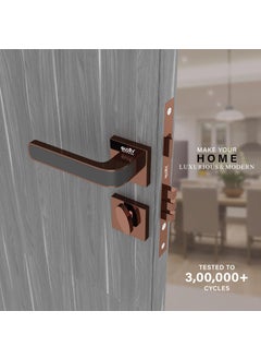 GLOXY GLOXY Heavy Duty Door Locks for Main Door Main Door Lock Door Lock with Handle Door Locks for Bedroom Mortise Lock for All Door Rose Gold Black Finish 2 Years Warranty Pack of 1  - Image 4