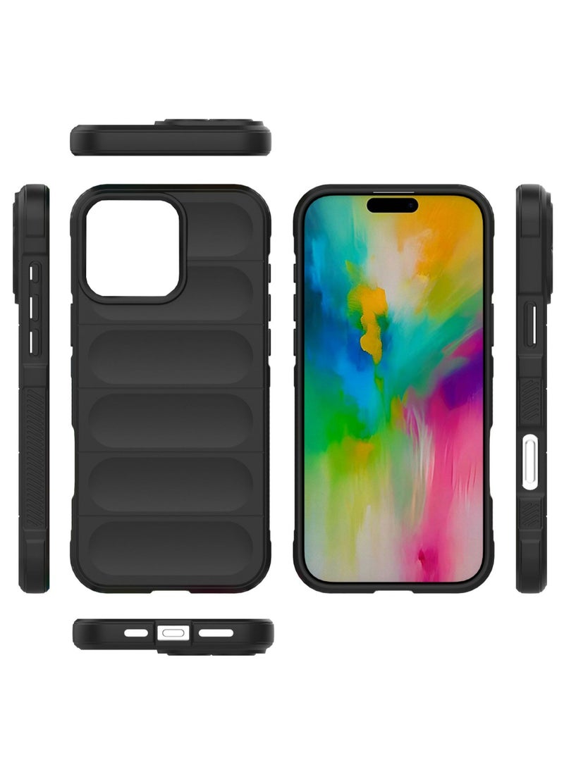 Generic - Apple iPhone 16 Pro Max 5G Case Cover, Heavy Duty 3D Striped Pattern Sensory Soft Silicone Full Portection Shockproof Phone Case Black - Image 1