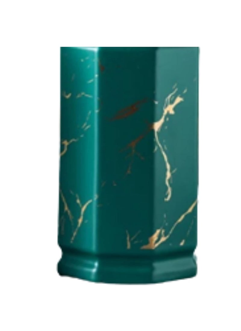 FabSeasons - FabSeasons Octagon Shaped Soap Dispenser with Pump, Italian Marble Pattern Dispensar Bottle for Liquid soap, Homemade Lotions and Essential Oil Green - Image 1
