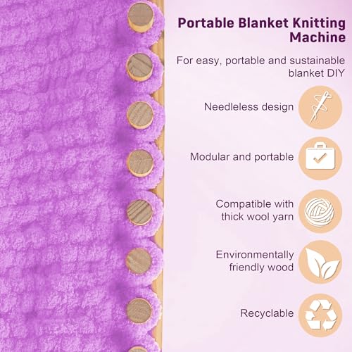 MLLNFUE 55” Chunky Knitting Blanket Loom - Customizable Wood Chunky Yarn Loom - Adjustable Size & Detachable Design Chunky Knit Blanket - Hand Knitting Loom for Beginners and Home Decoration - Image 3