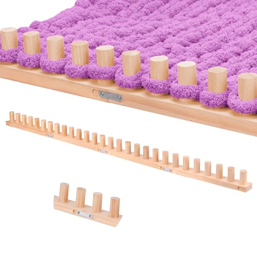 MLLNFUE 55” Chunky Knitting Blanket Loom - Customizable Wood Chunky Yarn Loom - Adjustable Size & Detachable Design Chunky Knit Blanket - Hand Knitting Loom for Beginners and Home Decoration - Image 1