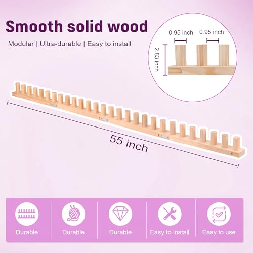 MLLNFUE 55” Chunky Knitting Blanket Loom - Customizable Wood Chunky Yarn Loom - Adjustable Size & Detachable Design Chunky Knit Blanket - Hand Knitting Loom for Beginners and Home Decoration - Image 2