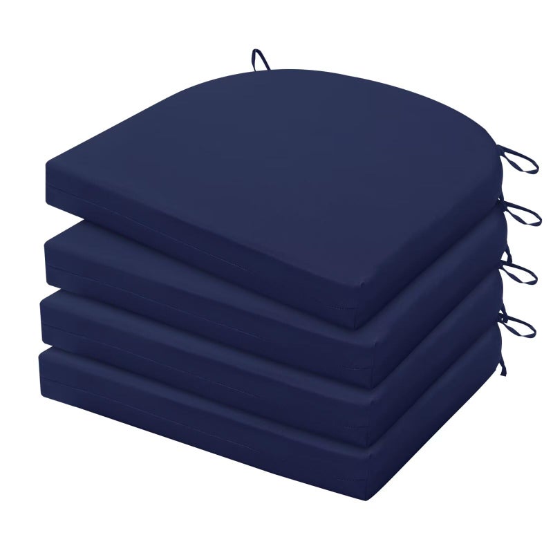HARBOREST Outdoor Chair Cushions Set of 4 Water Resistant Patio Chair Cushions with Ties Outdoor Seat Cushions for Patio Furniture 17x16x2 Navy - Image 2