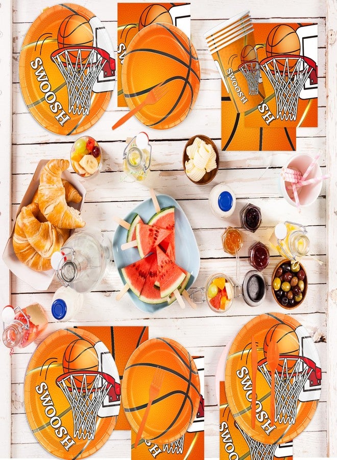 Oigco 178 Pcs Basketball Theme Birthday Party Decorations Basketball Party Supplies Set Include Plates, Napkin, Cup, Fork, Knives, Spoon, Tablecloth, Banner for Kids and Adults, Serves 24 Guests - Image 5