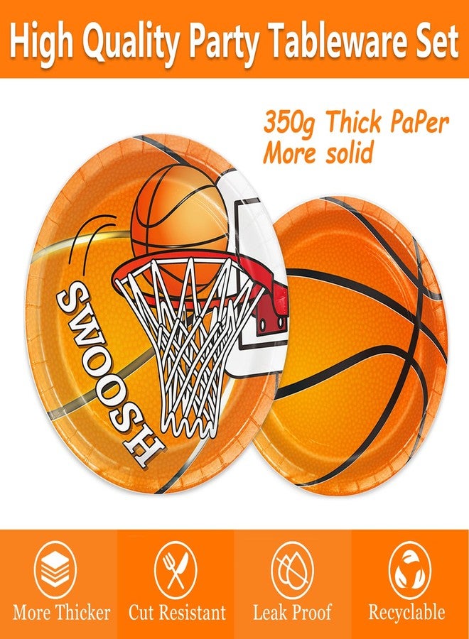 Oigco 178 Pcs Basketball Theme Birthday Party Decorations Basketball Party Supplies Set Include Plates, Napkin, Cup, Fork, Knives, Spoon, Tablecloth, Banner for Kids and Adults, Serves 24 Guests - Image 4