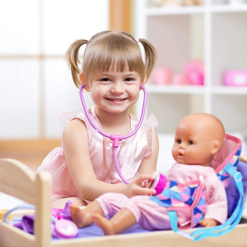 MAKINGTEC 2 Pieces Baby Doll Carrier Backpacks Doll Portable Bags Doll Carrier Front Storage Bags with Straps Doll Accessories Fit for Dolls from 14 to 18 Inches (Geometry and Heart Style) - Image 4