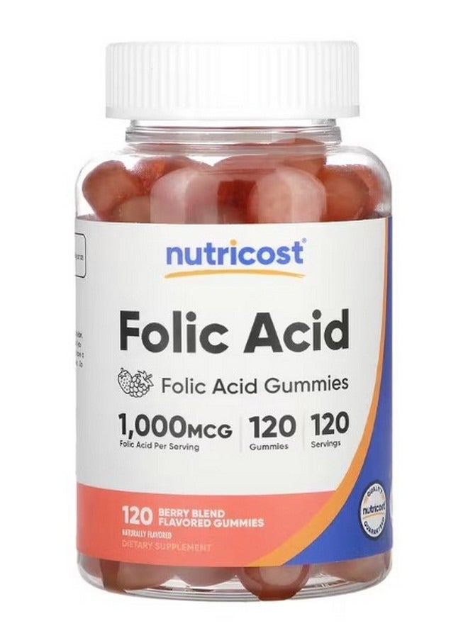 Nutricost Folic Acid Gummies Berry Blend 1000 mcg 120 Gummies - Image 1