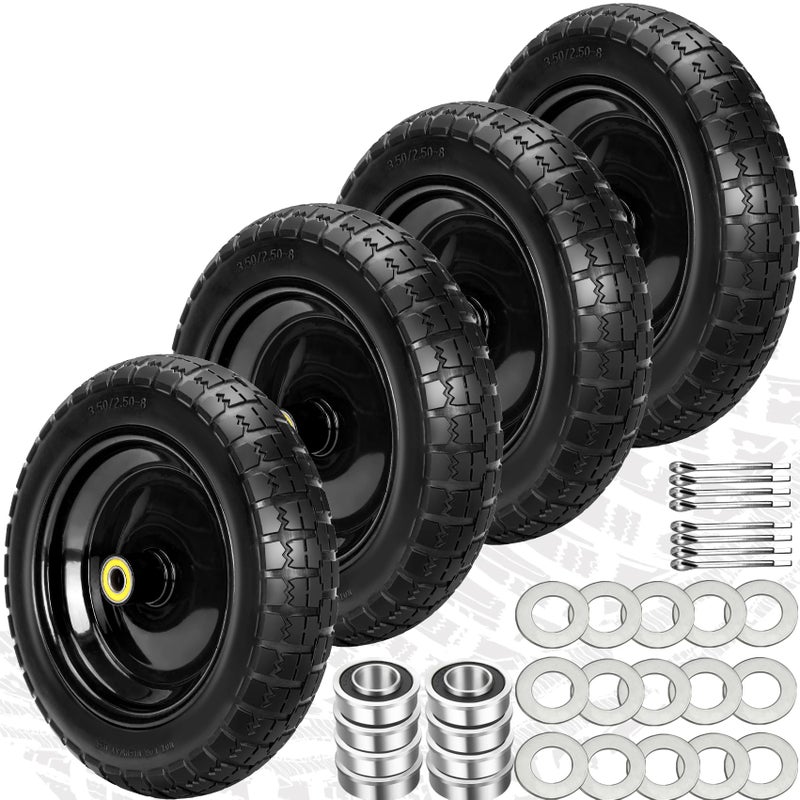 Pontuss 13" Flat Free Wheels Replacement for GOR Garden Cart Tires, 4.00-6 Solid Tires with 5/8"Bearings, 13" No Flat Wheels for GOR Garden Carts/Hand Trucks/Garden Carts - Image 1
