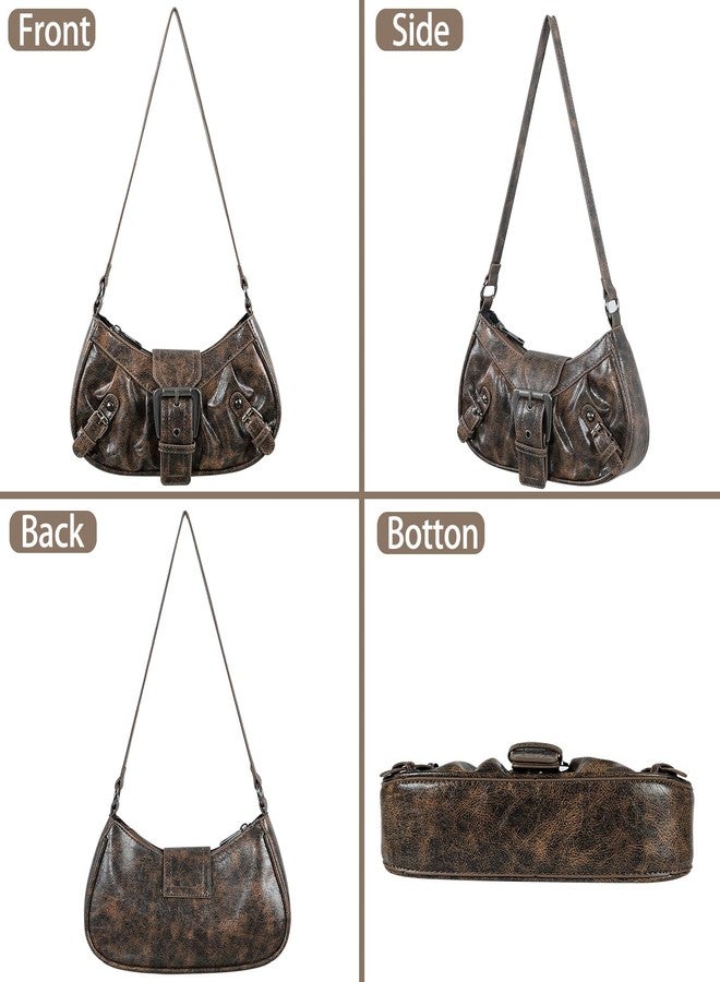 Geelyda Y2K Shoulder Bag PU Leather Hobo Bags for Women, Small Cute Clutch Purses Going Out Top Handle Purse, Retro Khaki, Small - Image 4