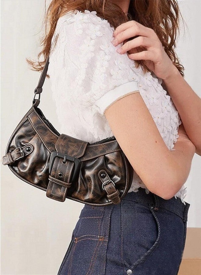 Geelyda Y2K Shoulder Bag PU Leather Hobo Bags for Women, Small Cute Clutch Purses Going Out Top Handle Purse, Retro Khaki, Small - Image 2