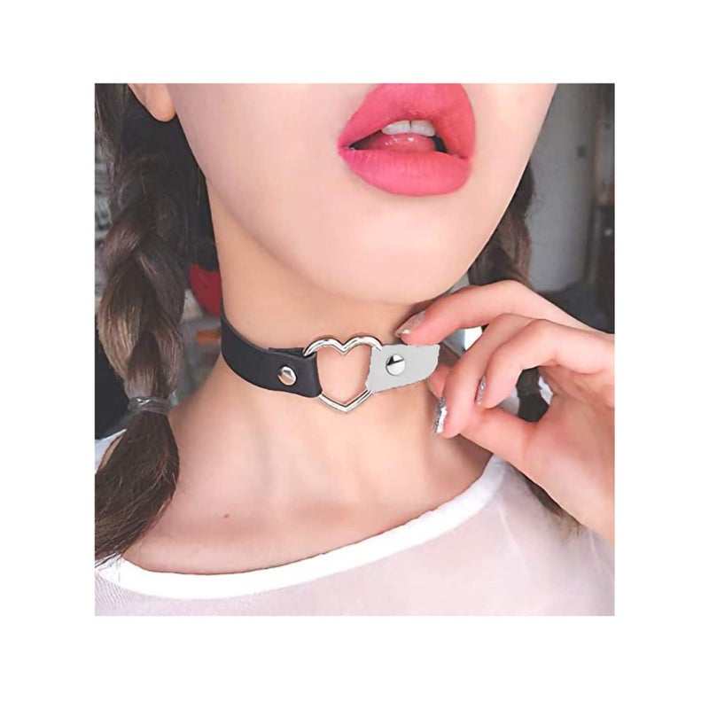 Zikra 3PCS PU Leather Choker, Women Vintage Heart Leather Choker, Choker Necklace Collar Neckband, for Women Party Cosplay Festival Decorations - Image 1