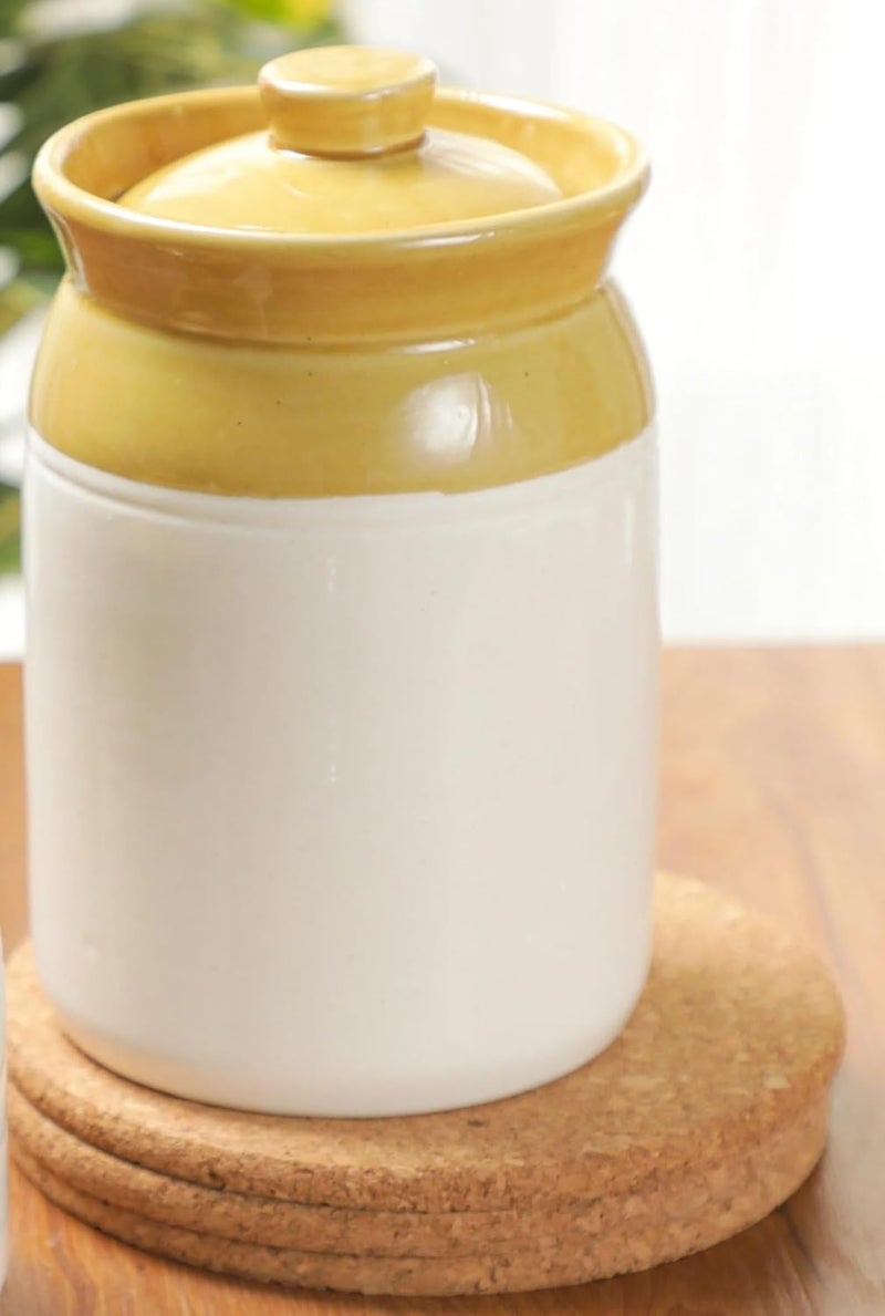 Mkd2 Rise Hand Painted Ceramic Pickle Jar With Lid 2kg 1 Pc for Kitchen Storage Container - Image 1