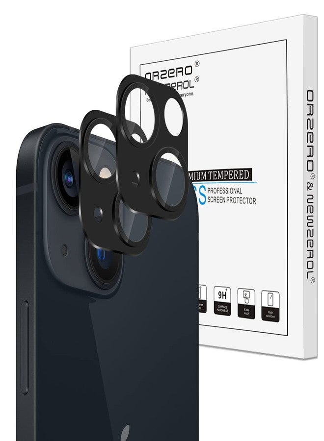 Orzero (2 Pack) Orzero Camera Lens Protector Compatible for iPhone 13/ iPhone 13 Mini, Protector de Cámera Premium Metal Glass Strong Adhesion HD Anti-Scratch Full Coverage [No Affect on Night Shots] - Black - Image 1