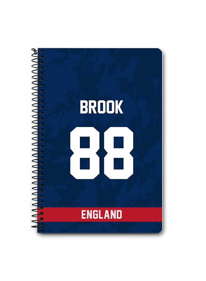 Stylizedd Designer A5 Spiral Notebook Memo Notepad Journal Player - Harry Brook, Jersey Number -88 - Image 1