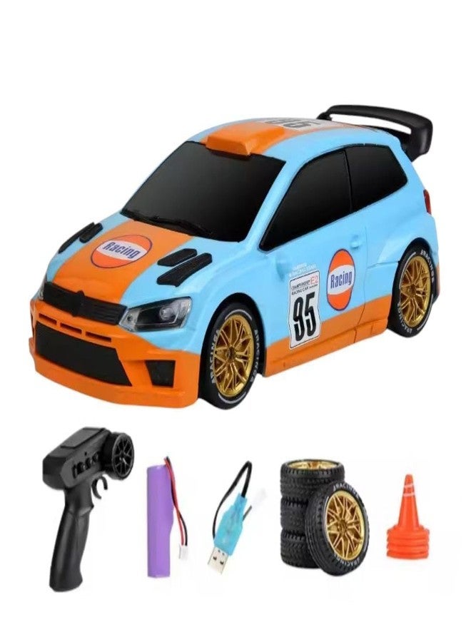 Ramokdu VW Polo GT Style 4WD Mini Rally Car with LED Lights 2.4G 4WD Drift Rally RC Car 1:24 Scale Remote Control Drift Vehicle for Kids Teens Collectors, Multicolor - Image 1