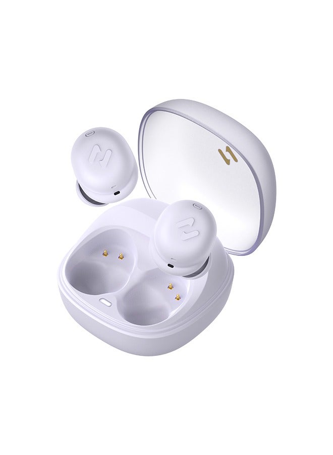 هافيت سماعة أذن بلوتوث لاسلكية مع بلوتوث 5.3 ستيريو عالي الدقة، تحكم ذكي باللمس، وقت تشغيل 40 ساعة، متوافقة مع أجهزة الكمبيوتر والهواتف المحمولة والأجهزة اللوحية، أرجواني - Image 1