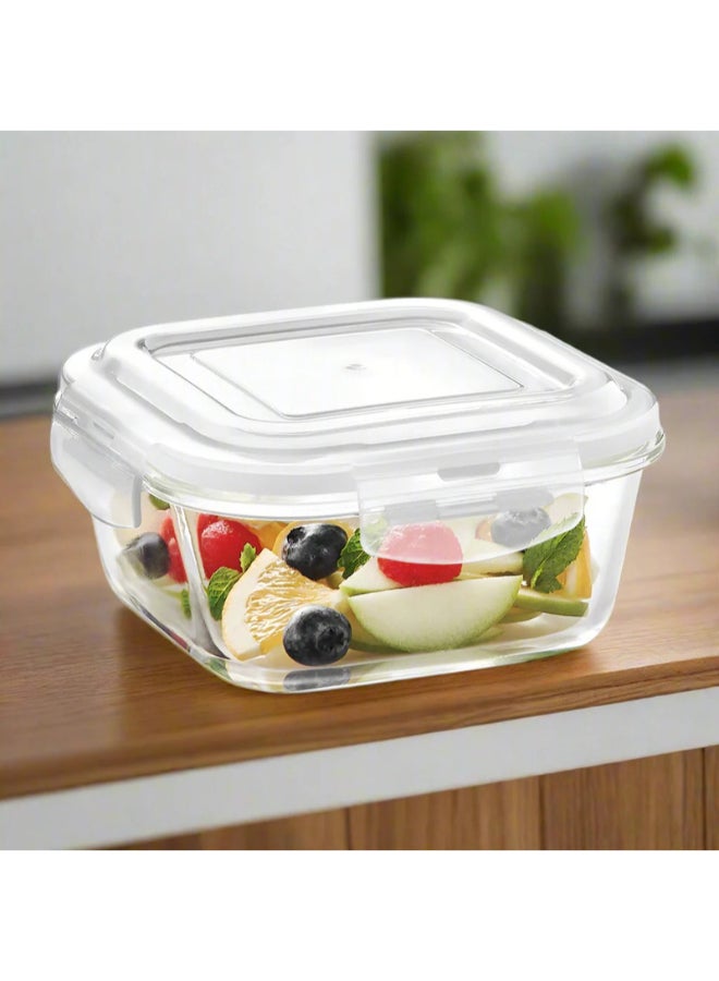 BOROSIL Multipurpose Klip n Store Square Glass Container 320ml | Oven, Microwave & Freezer Safe white 320ml - Image 2