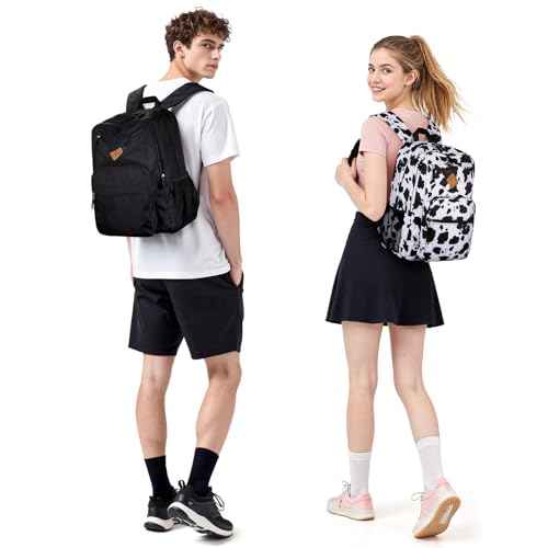 ZORFIN 26L Backpack for College, and Travel: Water Resistant Bookbag - Cow Print Black - Image 2