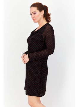Zero Women Allover Print Mini Casual Dress, Black  - Image 2