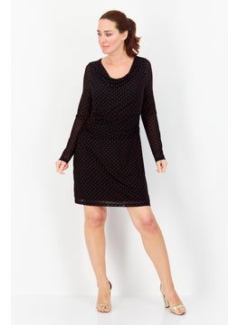 Zero Women Allover Print Mini Casual Dress, Black  - Image 3
