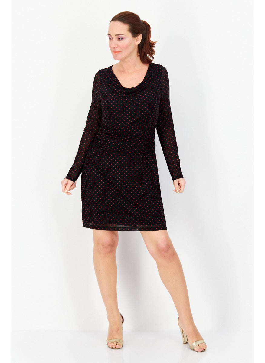 Zero Women Allover Print Mini Casual Dress, Black  - Image 3