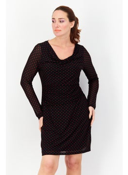 Zero Women Allover Print Mini Casual Dress, Black  - Image 1