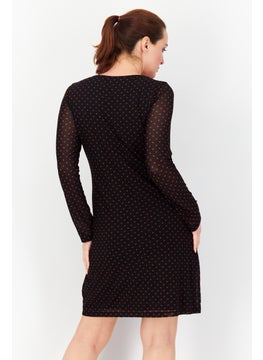 Zero Women Allover Print Mini Casual Dress, Black  - Image 4