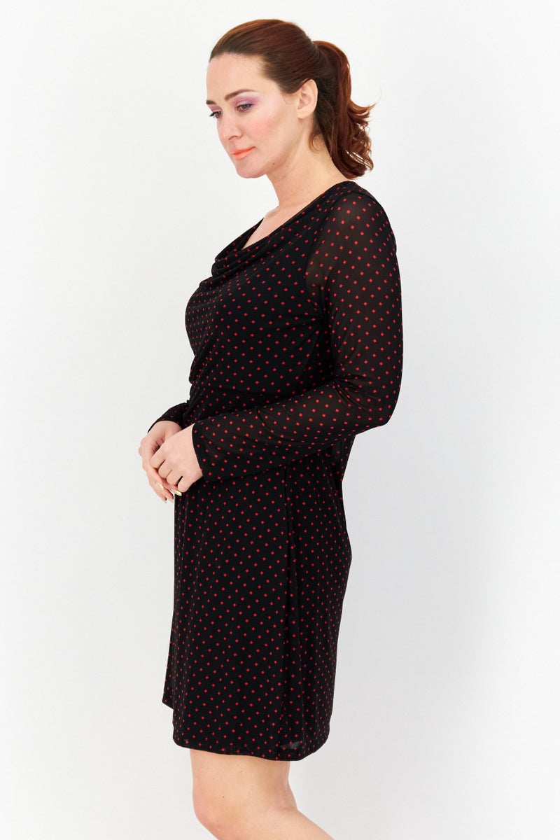 Zero Women Allover Print Mini Casual Dress, Black - Image 2