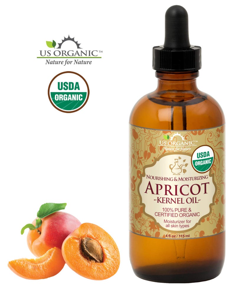 US Organic Apricot Kernel Oil, USDA Certified Organic,100% Pure & Natural, Cold Pressed Virgin, Unrefined in Amber Glass Bottle w/Glass Eyedropper for Easy Application (4 oz (Large)) - Image 3