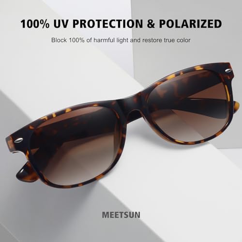 MEETSUN Classic Polarized Sunglasses for Women Men Trendy Retro Vintage Sun Glasses for Driving UV Protection 3 Pack Leopard Brown Gradient - Image 3