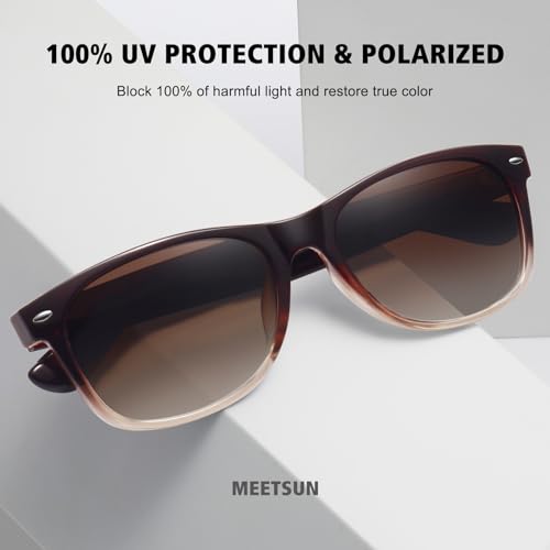 MEETSUN Classic Polarized Sunglasses for Women Men Trendy Retro Vintage Sun Glasses for Driving UV Protection 3 Pack Leopard Brown Gradient - Image 4